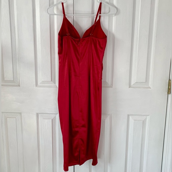 Fashion Nova Satin Midi Dress | Red - Picture 7 of 11